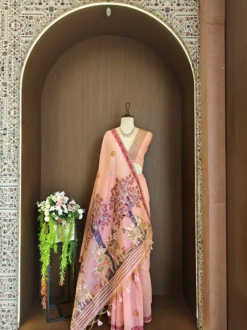 Muga Cotton Saree -  Peach Rose